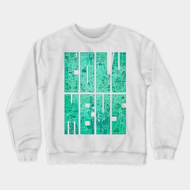 Columbus, USA City Map Typography - Watercolor Crewneck Sweatshirt by deMAP Studio